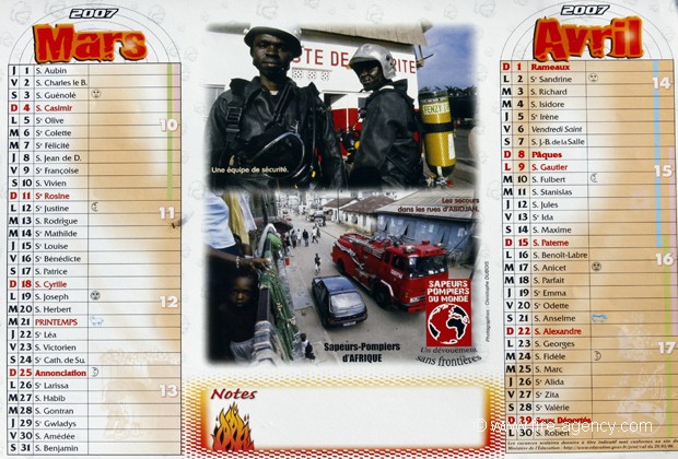 CALENDRIER POMPIERS